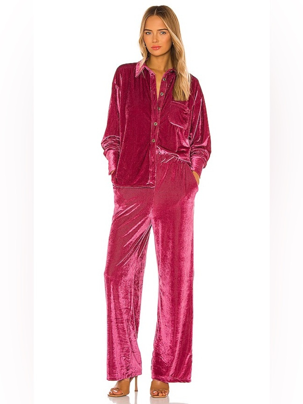 Free People Kit Kat Velvet Corduroy Oversized Button Front Top